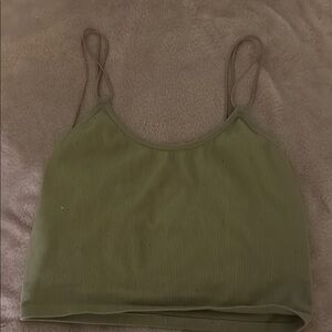 Olive Green Ribbed Women's Top